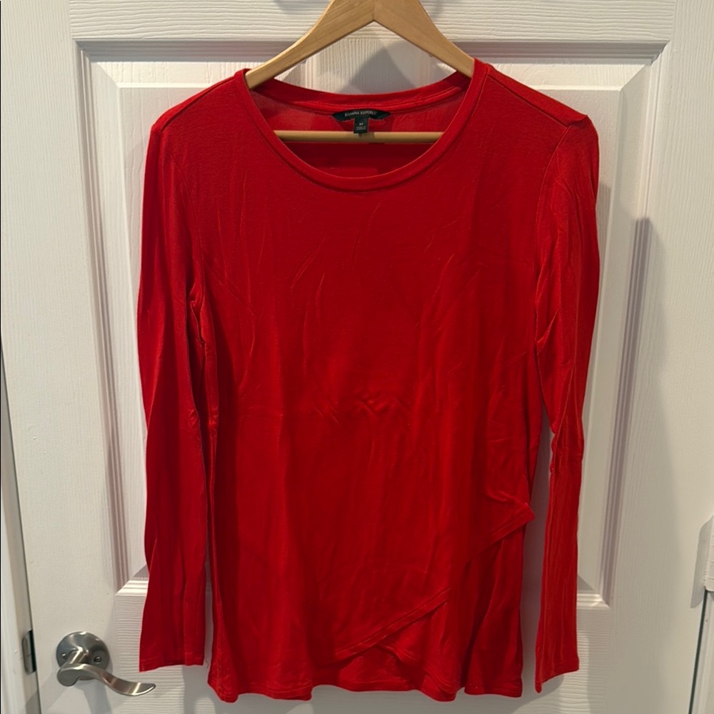 Banana Republic Red Fitted Long Sleeve Blouse